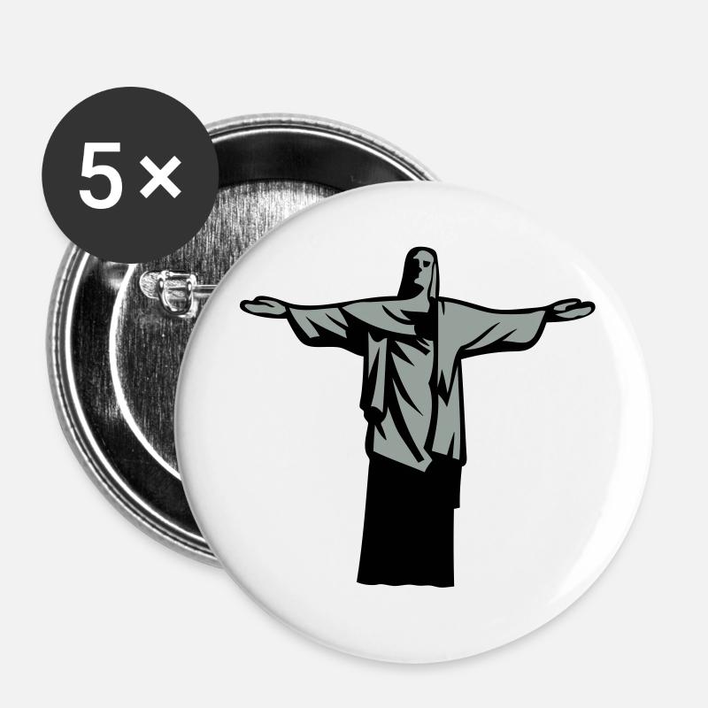 christ redeemer statue rio janeiro - Buttons large 2.2''/56 mm (5-pack) - white