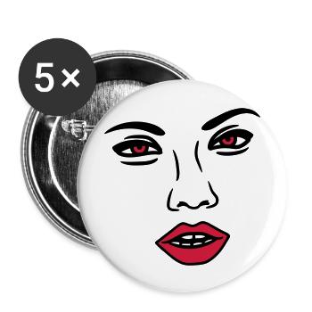 frau sexy nase gesicht kopf weiblich maedchen girl - Buttons groß 56 mm (5er Pack) - Weiß - Vorne