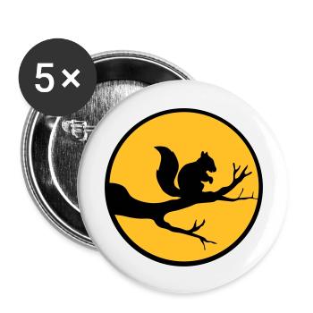 mond kreis rund nacht schatten ast schwarz eichhoe - Buttons groß 56 mm (5er Pack) - Weiß - Vorne