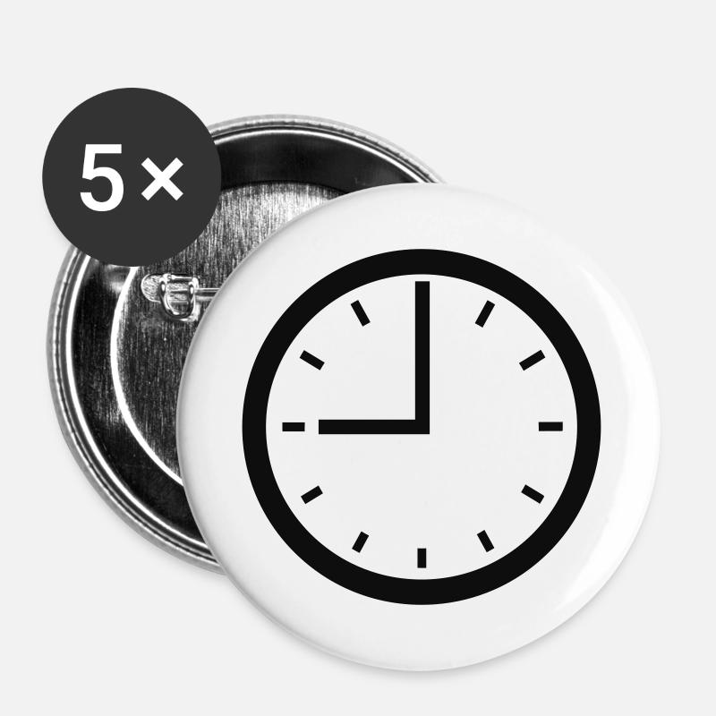Uhr - Buttons groß 56 mm (5er Pack) - Weiß