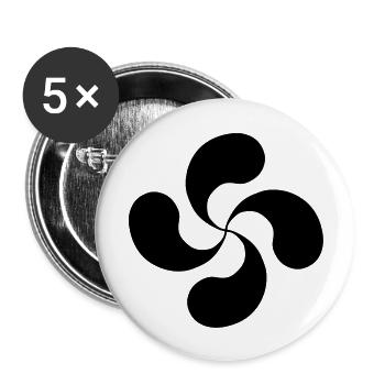 Croix Basque oldshool lauburu - Lot de 5 grands badges (56 mm) - blanc - Devant