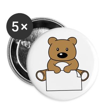 baer teddy klein suess niedlich kuscheltier grizzl - Buttons groß 56 mm (5er Pack) - Weiß - Vorne