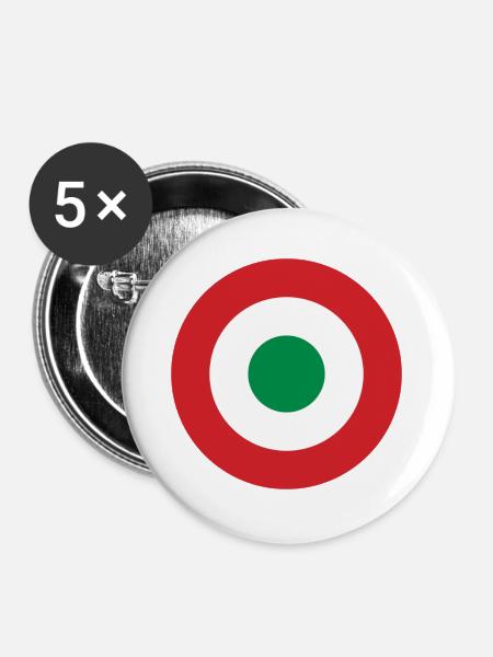 Coccarda Italien - Buttons groß 56 mm (5er Pack) - Weiß