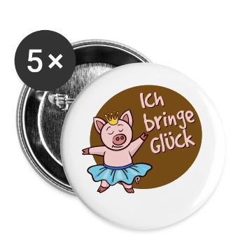 Good luck lucky pig Good luck saying - Buttons large 2.2''/56 mm (5-pack) - white - Front