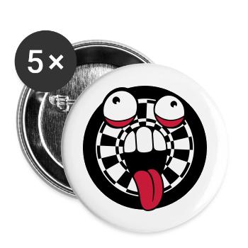 darts spielen verein pfeil zielscheibe verrueckt g - Buttons groß 56 mm (5er Pack) - Weiß - Vorne