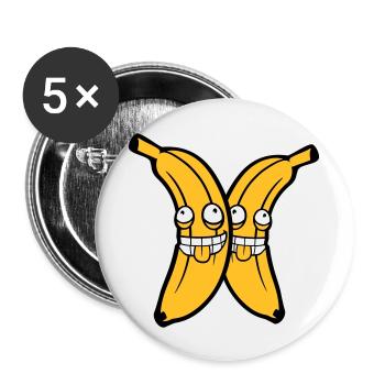 2 amis équipe couple banane fruit fou grimace - Lot de 5 grands badges (56 mm) - blanc - Devant