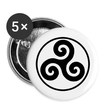 Triskele Britain - Buttons large 2.2''/56 mm (5-pack) - white - Front