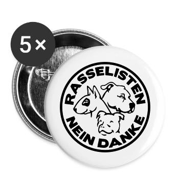 506 Rasselisten nein danke - Buttons groß 56 mm (5er Pack) - Weiß - Vorne