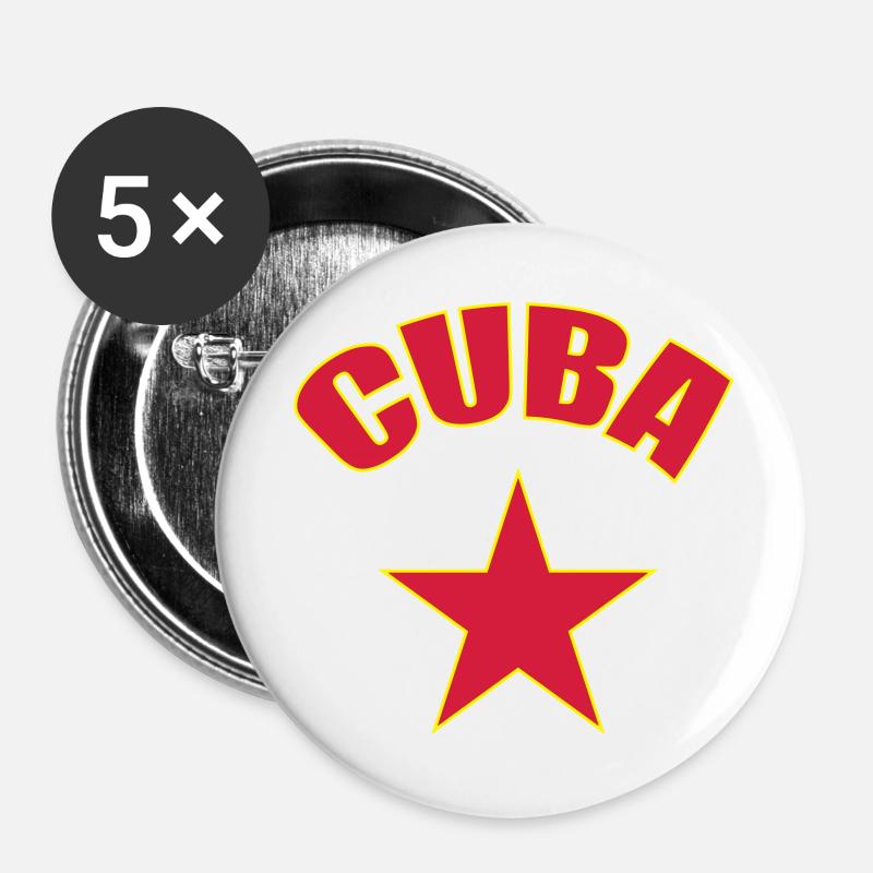 Cuba - Buttons large 2.2''/56 mm (5-pack) - white