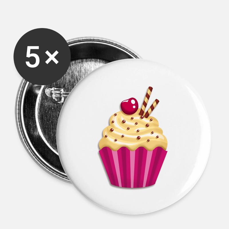 Cupcake - Muffin - Donut - Ice cream - chocolate - - Buttons large 2.2''/56 mm (5-pack) - white