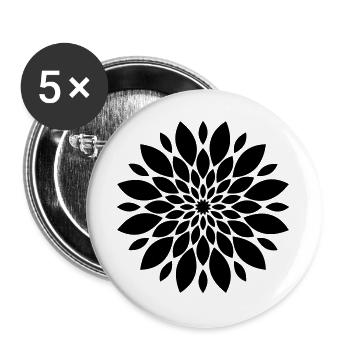 Blüte Mandala Blume Floral - Buttons groß 56 mm (5er Pack) - Weiß - Vorne