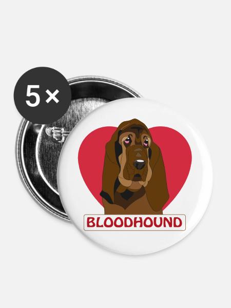 Bloodhound - Buttons groß 56 mm (5er Pack) - Weiß