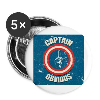 Captain Obvious vintage poster quadrat - Buttons groß 56 mm (5er Pack) - Weiß - Vorne