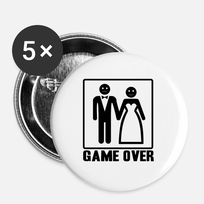 AFTER THE WEDDING THE GAME IS OVER! FUNNY - Buttons large 2.2''/56 mm (5-pack) - white