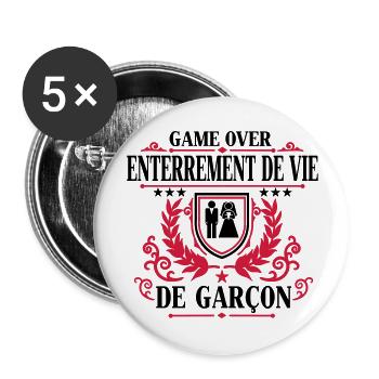 Enterrement de vie de garçon - Game Over - Buttons groß 56 mm (5er Pack) - Weiß - Vorne