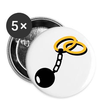 Hochzeit Ringe - Buttons groß 56 mm (5er Pack) - Weiß - Vorne