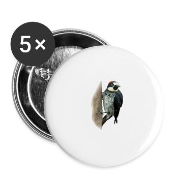 Colorful woodpecker shirt gift bird nature animal nectar - Buttons large 2.2''/56 mm (5-pack) - white - Front
