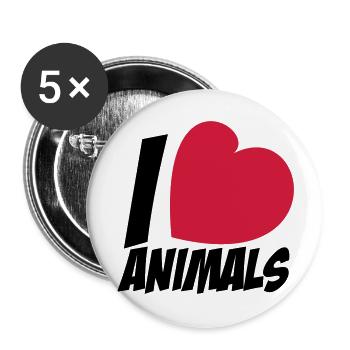 I love animals - Buttons groß 56 mm (5er Pack) - Weiß - Vorne
