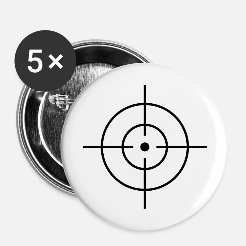 Fadenkreuz - Buttons groß 56 mm (5er Pack) - Weiß