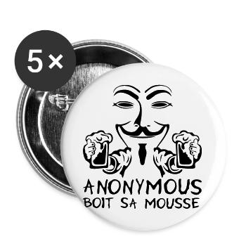 anonymous foam alcohol drink beer humou - Buttons large 2.2''/56 mm (5-pack) - white - Front