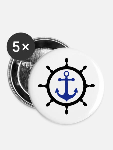 ancre marine 3 - Buttons groß 56 mm (5er Pack) - Weiß