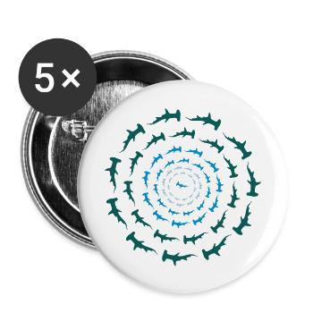 Hammerhai Circle - Buttons groß 56 mm (5er Pack) - Weiß - Vorne