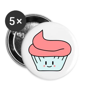 Cute Cupcake - Buttons groß 56 mm (5er Pack) - Weiß - Vorne