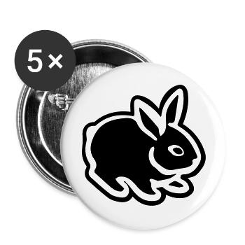 Cute Bunny Rabbit 08 - Buttons groß 56 mm (5er Pack) - Weiß - Vorne