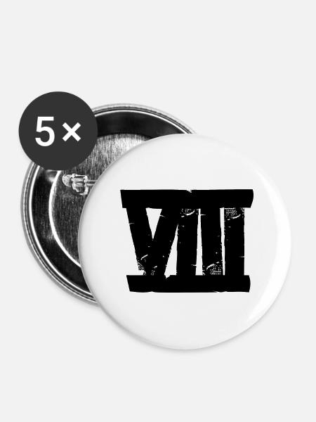 VIII - acht - Tape - Buttons groß 56 mm (5er Pack) - Weiß