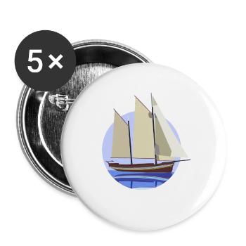 Sailboat Pastel Circle Illustration - Buttons large 2.2''/56 mm (5-pack) - white - Front