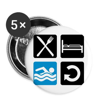 swimming pool cool buttons swim eat sleep w - Buttons large 2.2''/56 mm (5-pack) - white - Front
