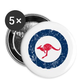 Effet vintage de cocarde aéronautique de l'Australie - Lot de 5 grands badges (56 mm) - blanc - Devant