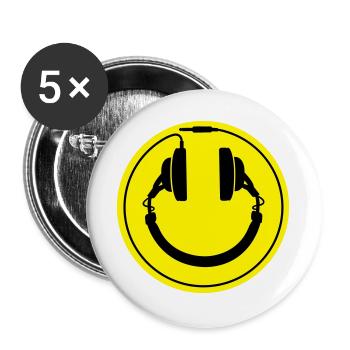 Smiley-Kopfhörer - Buttons groß 56 mm (5er Pack) - Weiß - Vorne
