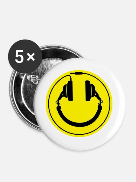 smiley headphones - Buttons large 2.2''/56 mm (5-pack) - white