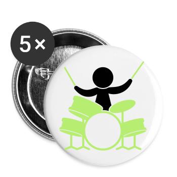 Ein Schlagzeuger in einer Rock-Band - Buttons groß 56 mm (5er Pack) - Weiß - Vorne