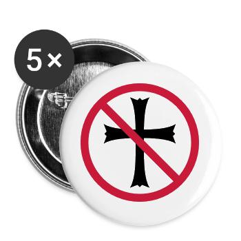 zone de bouclier interdite, aucun symbole d'église ne traverse Jésus - Lot de 5 grands badges (56 mm) - blanc - Devant