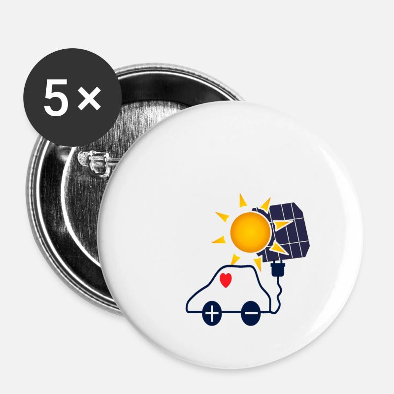 Solar Power Car with Solar Panel - Buttons large 2.2''/56 mm (5-pack) - white