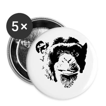 Tête de singe - Lot de 5 grands badges (56 mm) - blanc - Devant