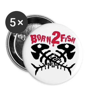 fish_born_to_fish_dx2 - Lot de 5 grands badges (56 mm) - blanc - Devant
