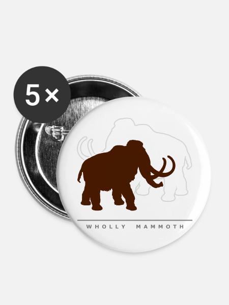 wolliges Mammut - Buttons groß 56 mm (5er Pack) - Weiß