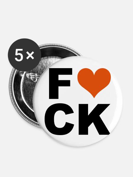 Fuck - Buttons groß 56 mm (5er Pack) - Weiß