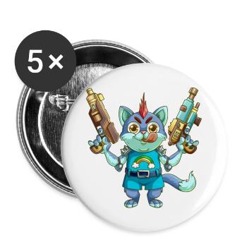 Killer Kitty - Buttons groß 56 mm (5er Pack) - Weiß - Vorne