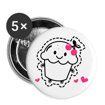 Muffin - Buttons groß 56 mm (5er Pack) - Weiß - Vorne
