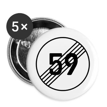 59 Ende, 60. Geburtstag - Buttons groß 56 mm (5er Pack) - Weiß - Vorne