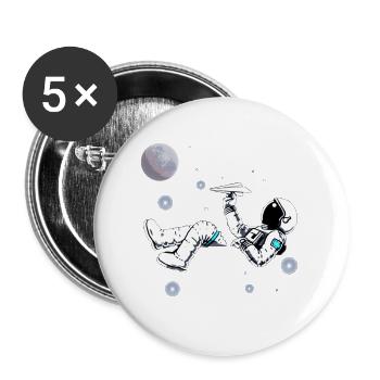 Astronaute. Astronaute qui joue. Avion papier - Lot de 5 grands badges (56 mm) - blanc - Devant