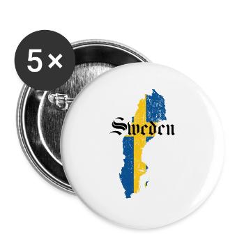 Suède cadeau suédois cadeau - Lot de 5 grands badges (56 mm) - blanc - Devant