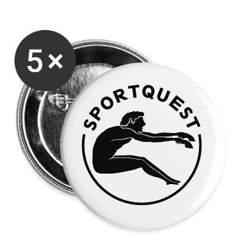 Sportquest Logo schwarz - Buttons groß 56 mm (5er Pack) - Weiß - Vorne
