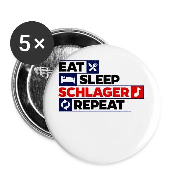 Schlager Repeat Repeat Schlagerfan music - Buttons large 2.2''/56 mm (5-pack) - white - Front