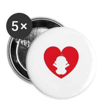 Cadeau de silhouette bébé coeur d'amour - Lot de 5 grands badges (56 mm) - blanc - Devant