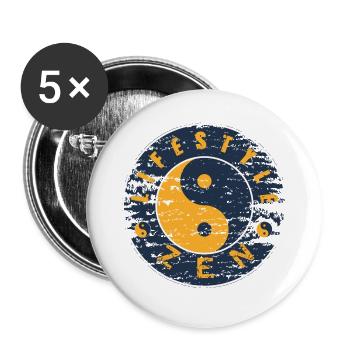 Yin Yang Zen Vintage Circle - Buttons large 2.2''/56 mm (5-pack) - white - Front